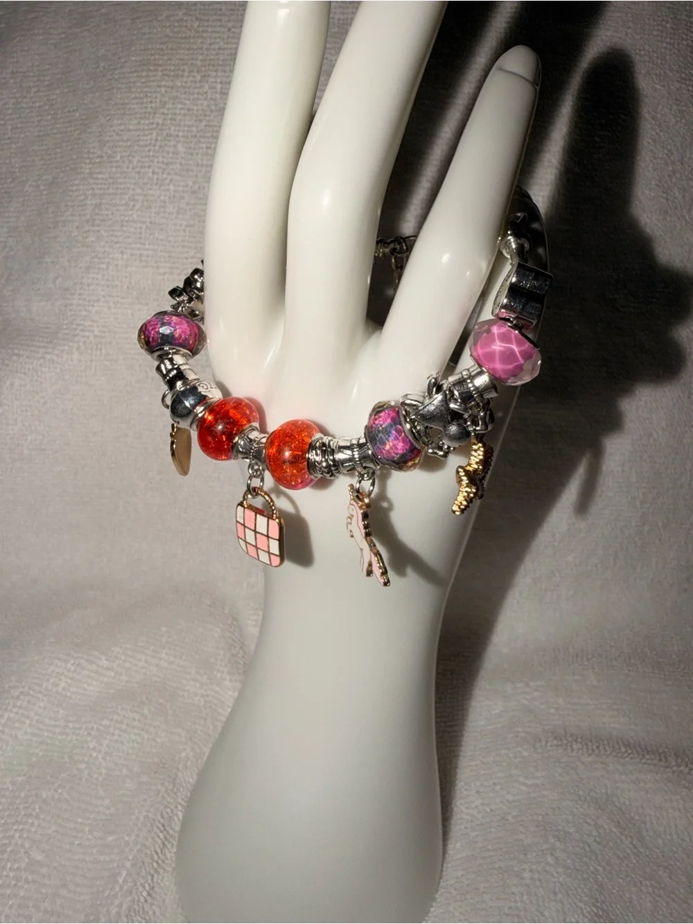 Pink Charm Bracelet with Unicorn & Starfish Charms